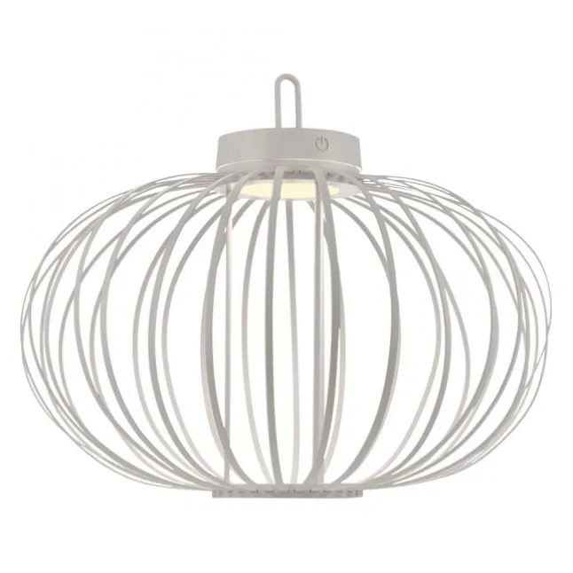 LED Tischleuchte D=46cm weiß Akkulampe USB IP44 dimmbar per Touch