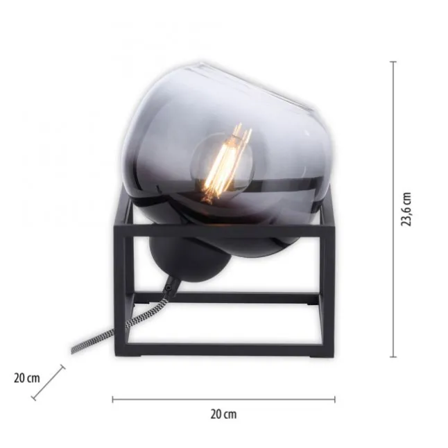 LED Tischleuchte 1 flammig schwarz Rauchglas modern Wohnlampe
