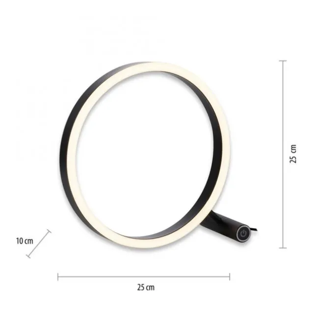 LED Tischleuchte, rund, anthrazit, dimmbar, modern, Design