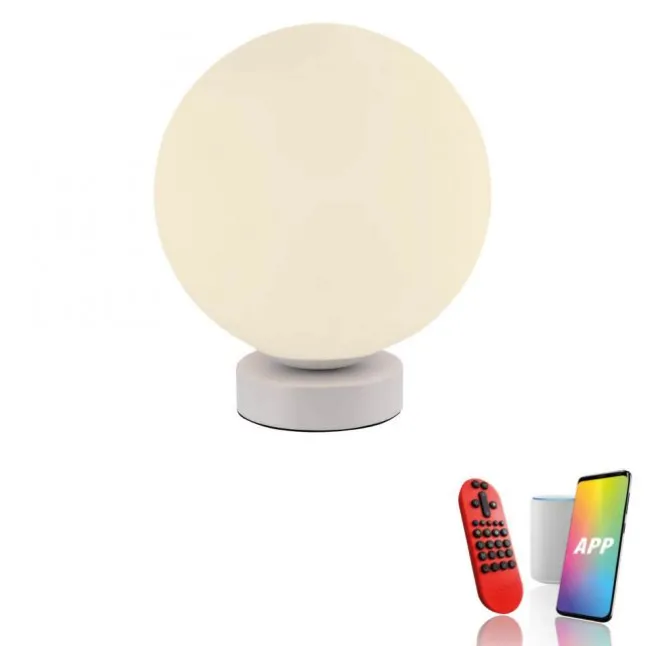 LED Tischleuchte rund weiß Smarthome dimmbar Fernbedienung App
