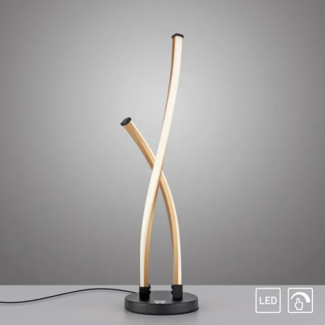 LED Tischleuchte schwarz gold Touchdimmer gebogen Innenleuchte