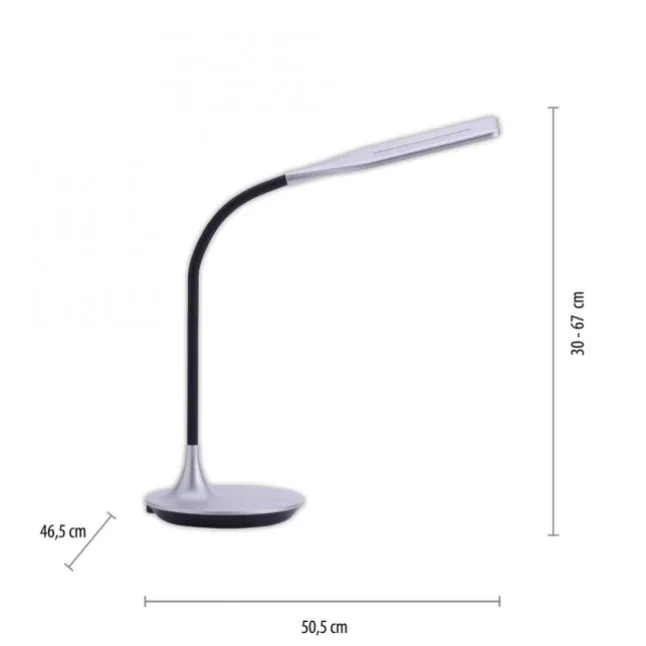 LED-Tischleuchte, silber, Flexarm, Lichtfarbsteuerung, dimmbar