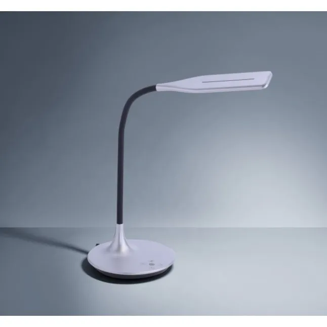 LED-Tischleuchte, silber, Flexarm, Lichtfarbsteuerung, dimmbar