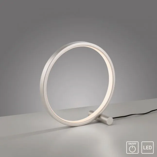 LED Tischleuchte silber ring minimalistisch Schnurschalter Beistellampe