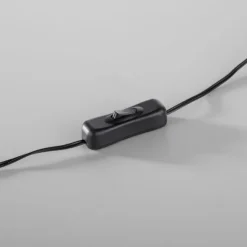 LED Tischleuchte silber ring minimalistisch Schnurschalter Beistellampe
