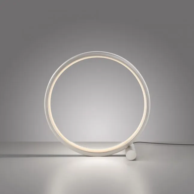 LED Tischleuchte silber ring minimalistisch Schnurschalter Beistellampe