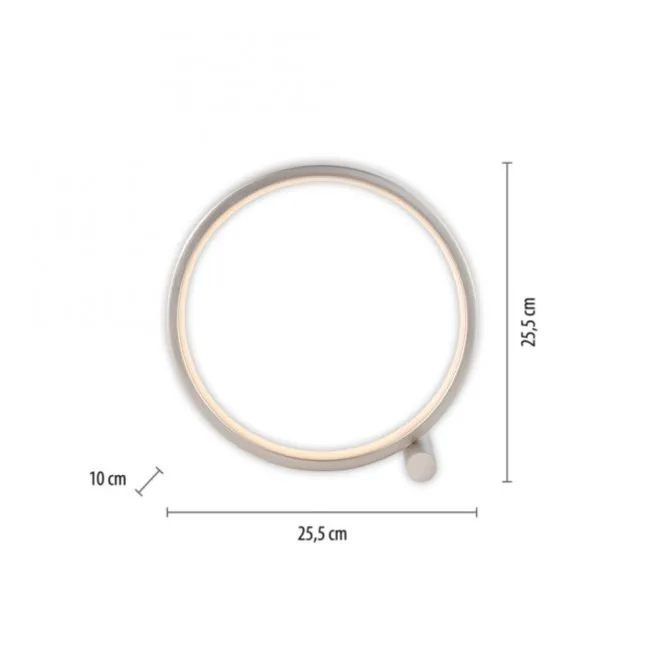 LED Tischleuchte silber ring minimalistisch Schnurschalter Beistellampe