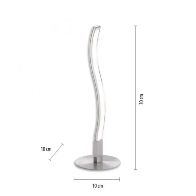 LED-Tischleuchte, stahl, Wellenform, modern, blendfrei, 30cm hoch