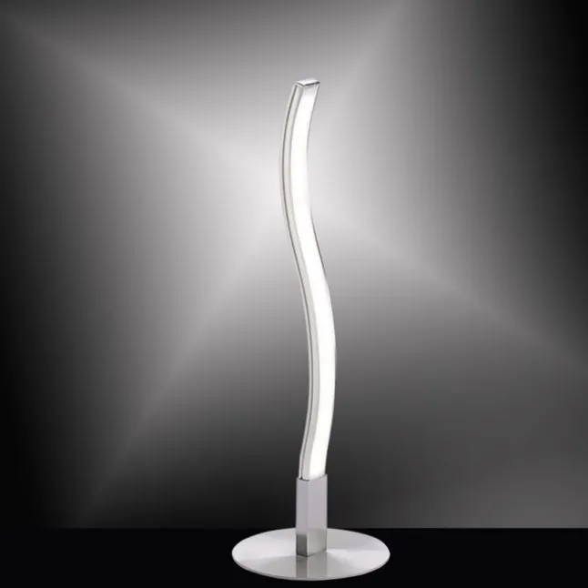 LED-Tischleuchte, stahl, Wellenform, modern, blendfrei, 30cm hoch