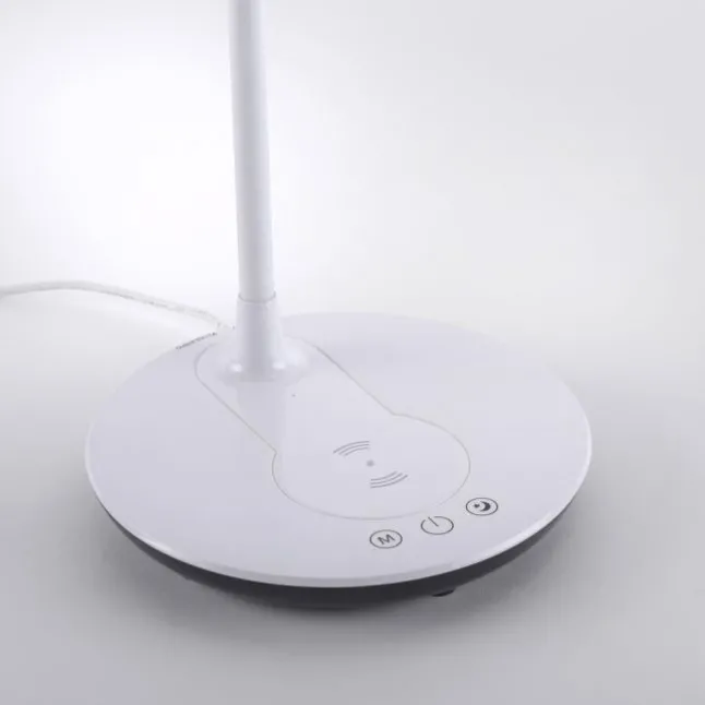 LED-Tischleuchte, weiß, Dimmbar, CCT, inkl. Ladestation für Smartphone