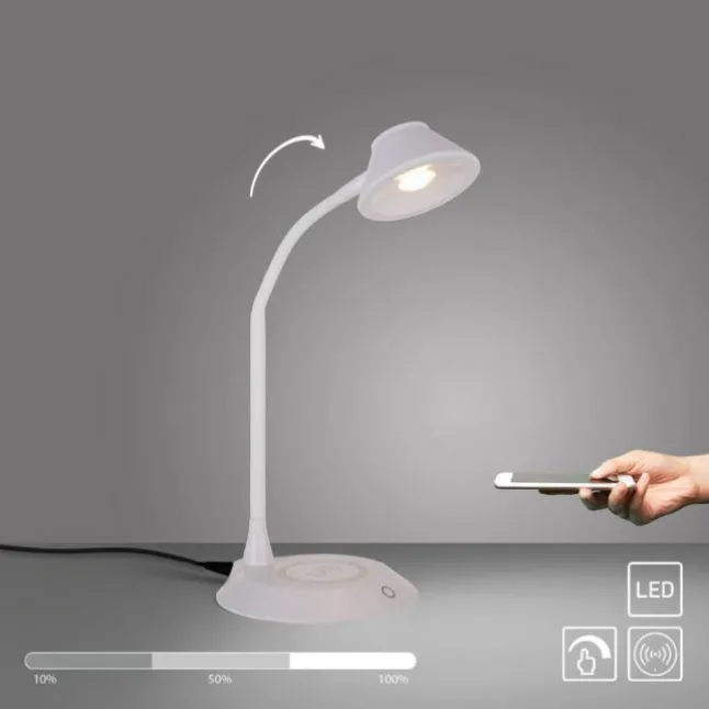 LED Tischleuchte weiß Handy Ladefunktion Touchdimmer flexibel drehbar