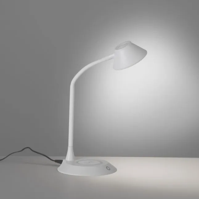 LED Tischleuchte weiß Handy Ladefunktion Touchdimmer flexibel drehbar