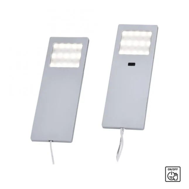 LED-Unterbauleuchten, 2er Set, Aluminium, warmweiß, Sensorschalter, modern