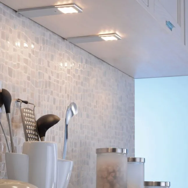 LED-Unterbauleuchten, 2er Set, Aluminium, warmweiß, Sensorschalter, modern