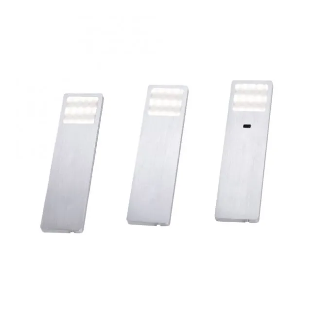 LED-Unterbauleuchten, 3er Set, Aluminium, inkl. Zuleitung, Sensorschalter