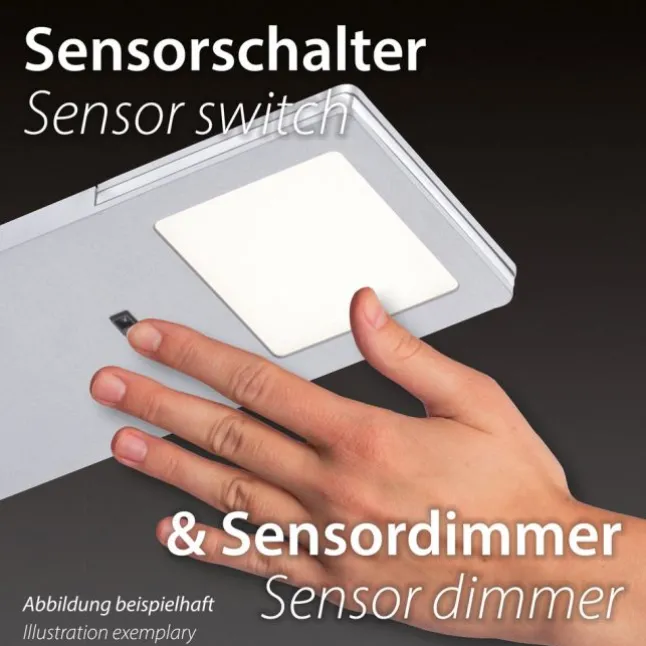 LED-Unterbauleuchten, 3er Set, Aluminium, inkl. Zuleitung, Sensorschalter