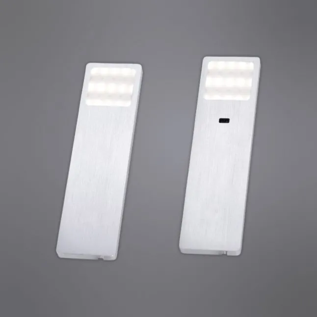 LED-Unterbauleuchten, 2er Set, warmweiße Lichtfarbe, modern, aluminium