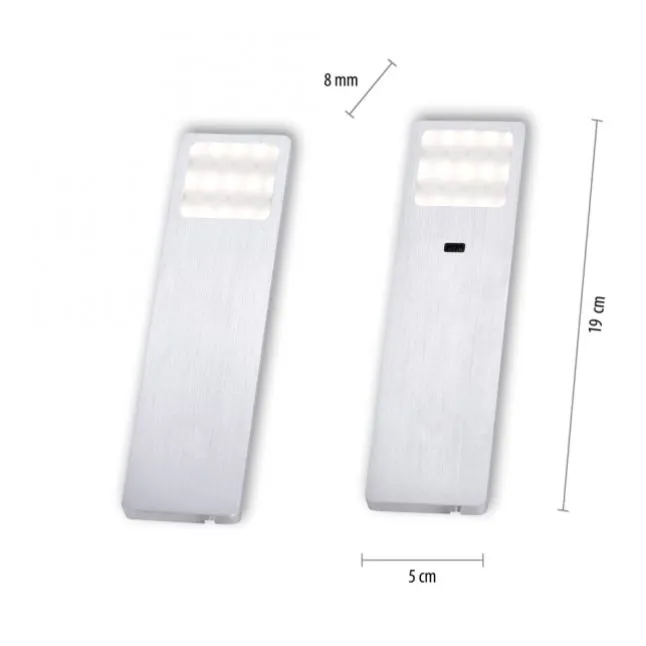 LED-Unterbauleuchten, 2er Set, warmweiße Lichtfarbe, modern, aluminium