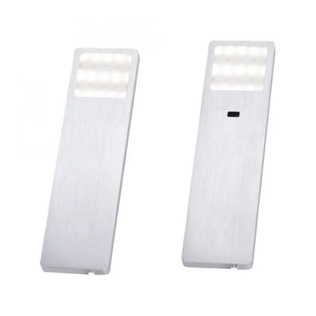 LED-Unterbauleuchten, 2er Set, warmweiße Lichtfarbe, modern, aluminium