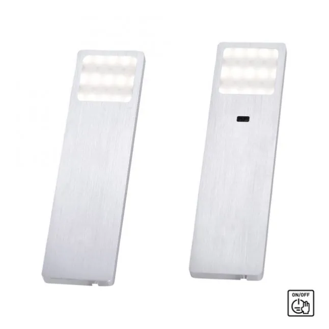 LED-Unterbauleuchten, 2er Set, warmweiße Lichtfarbe, modern, aluminium