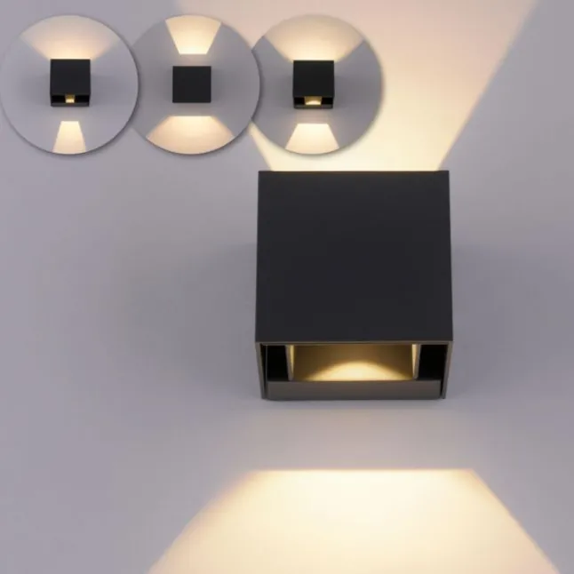 LED-Wandleuchte, anthrazit, IP 54, warmweiß, 3000 Kelvin, Abstrahlwinkel einstellbar