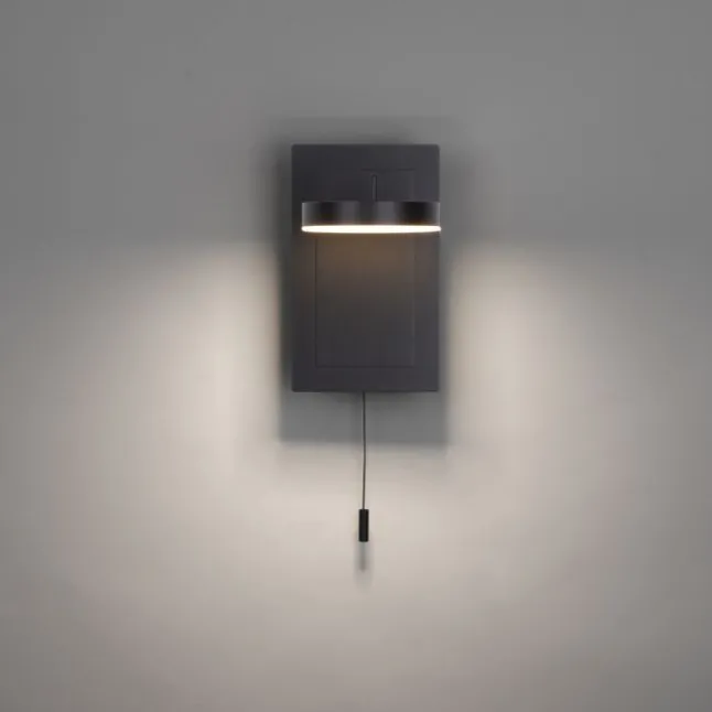 LED Wandleuchte anthrazit matt 1flammig drehbar Schalter spritzwasserschutz