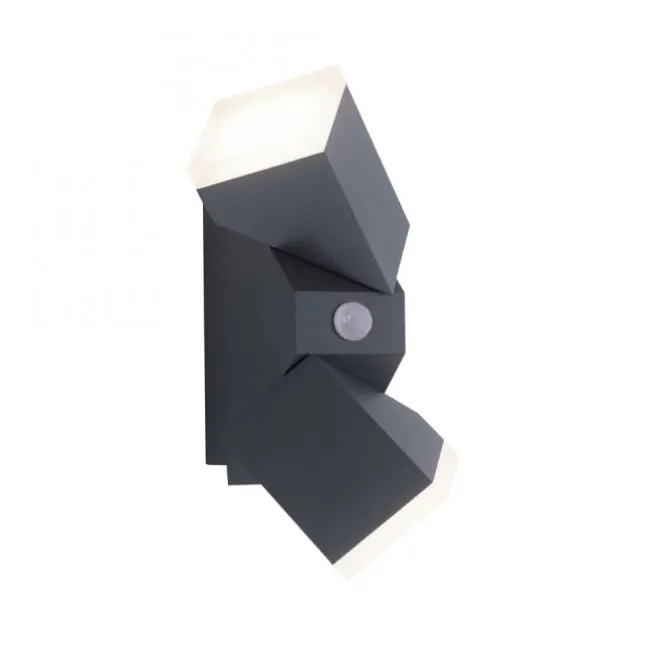LED Wandleuchte, anthrazit, schlichtes Design, schwenkbar, Bewegungsmelder