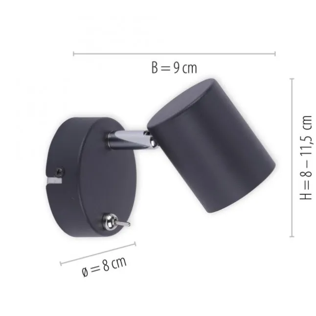 LED Wandleuchte, anthrazit, schwenkbar, drehbar, warmweiß