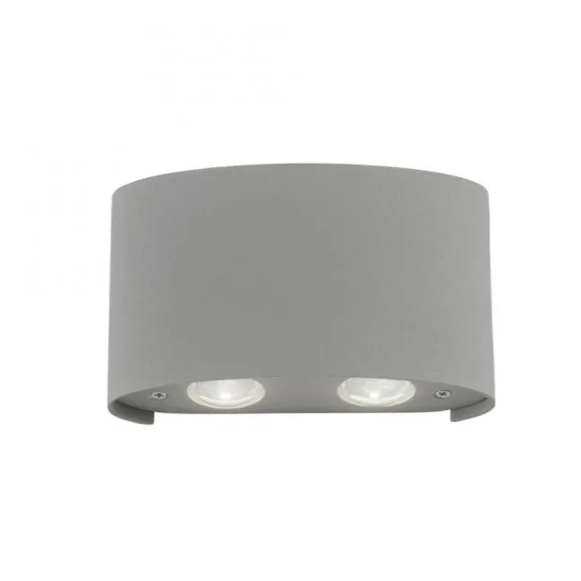 LED-Wandleuchte, Außenleuchte, silber, halbrund, 4flg, warmweiß, Up+Down, IP54