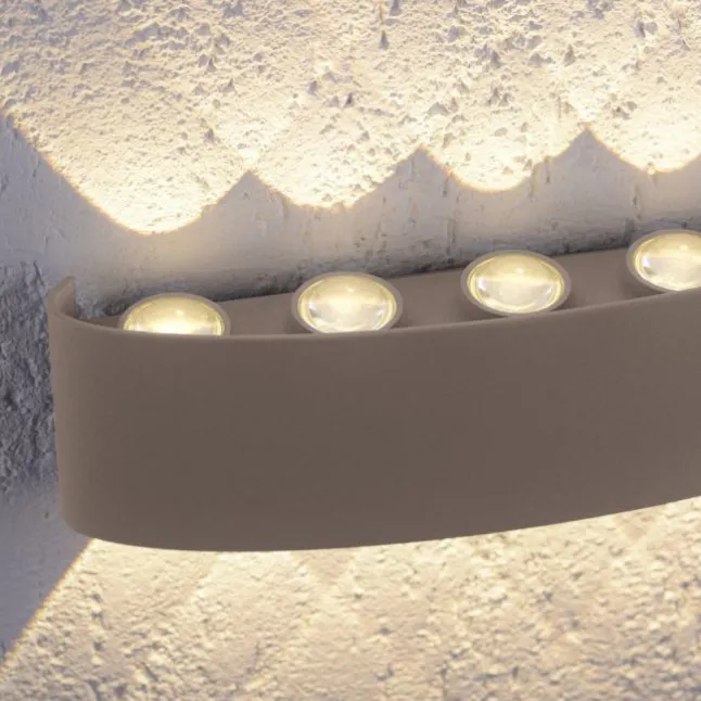 LED Wandleuchte CARLO, sandfarben, IP54, Lichtkegel nach oben und unten