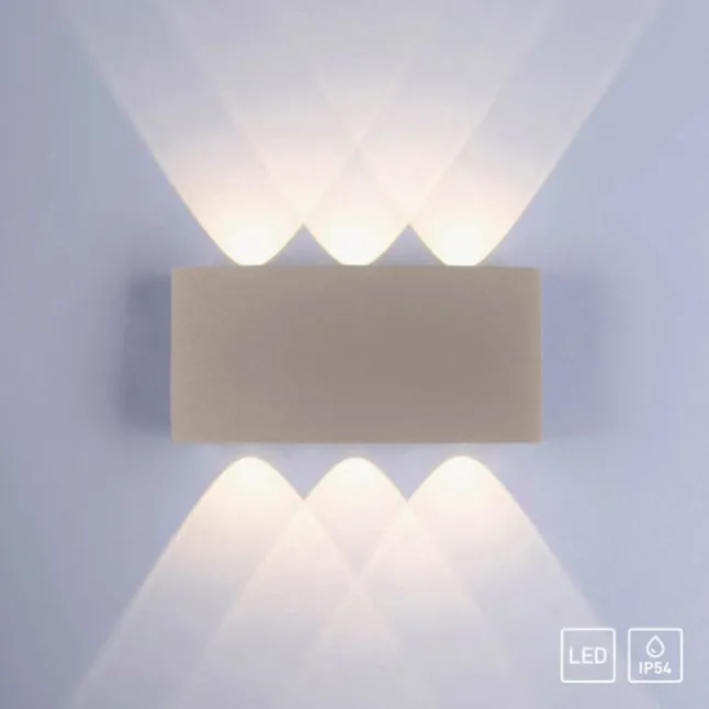 LED Wandleuchte CARLO, sandfarben, IP54, Up-&Downlight,