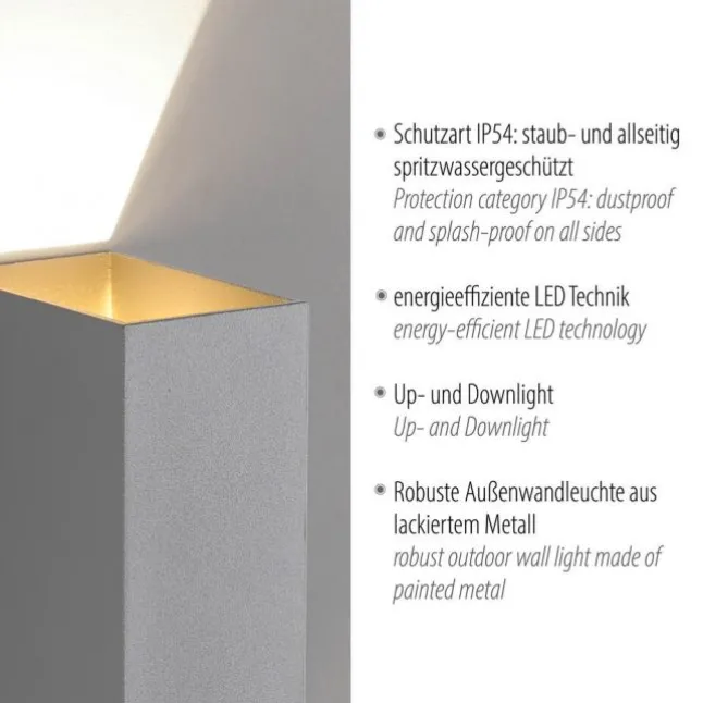 LED Wandleuchte grau IP54 spritzwasserschutz Außenwandleuchte