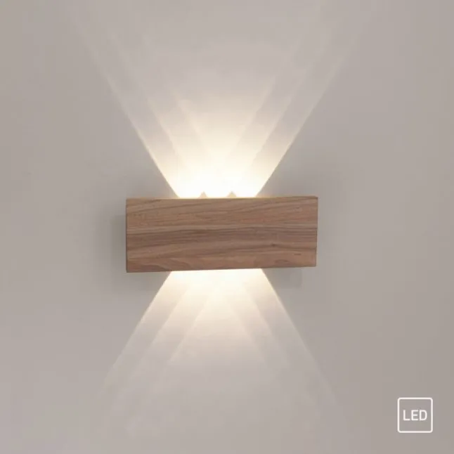 LED-Wandleuchte, holz, 1-flammig, IP20, warmweiß, 3000K