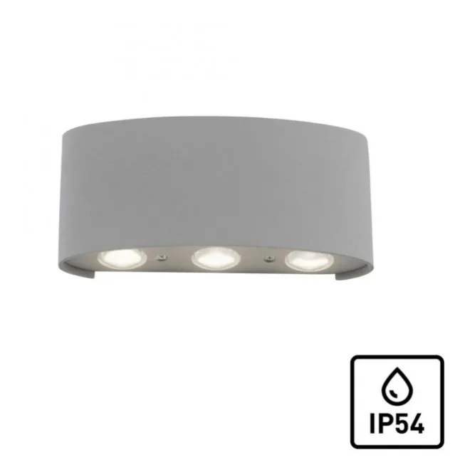 LED-Wandleuchte, silberfarben, halbrund, 6-flammig, warmweiße Lichtfarbe