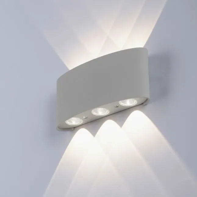 LED-Wandleuchte, silberfarben, halbrund, 6-flammig, warmweiße Lichtfarbe