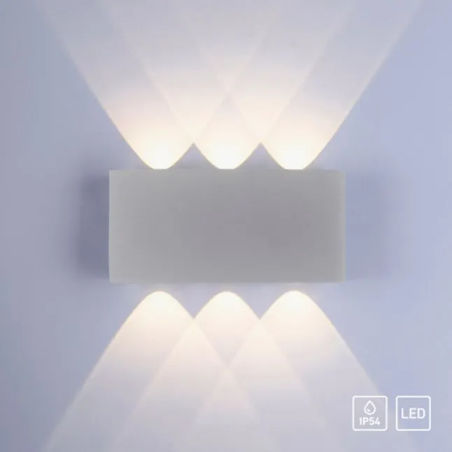 LED-Wandleuchte, silberfarben, halbrund, 6-flammig, warmweiße Lichtfarbe