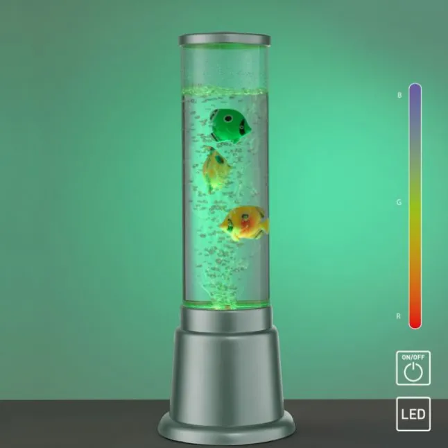 LED-Wassersäule, stahl, 3 Kunstfische, Farbwechsel, inkl. Schnurschalter