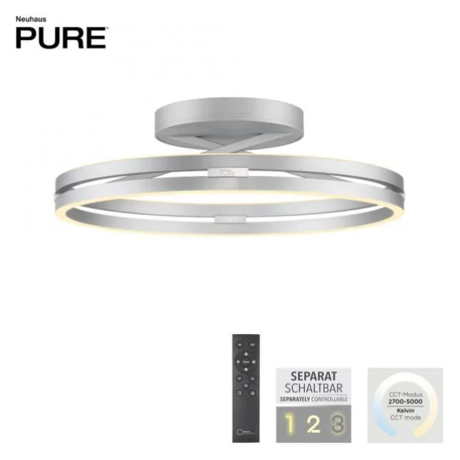 Paul Neuhaus LED Deckenleuchte PURE Loop stone (alu) Fernbedienung