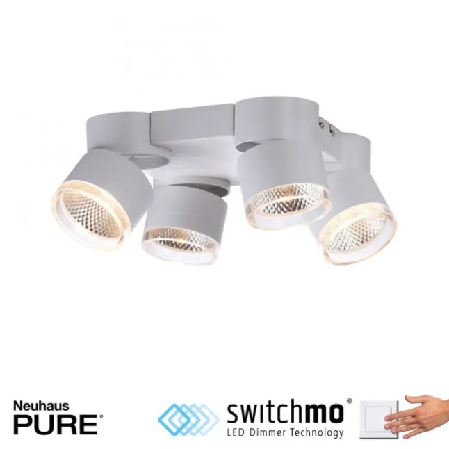 Paul Neuhaus LED Deckenleuchte PURE Nola weiß 4 flammig drehbar dimmbar