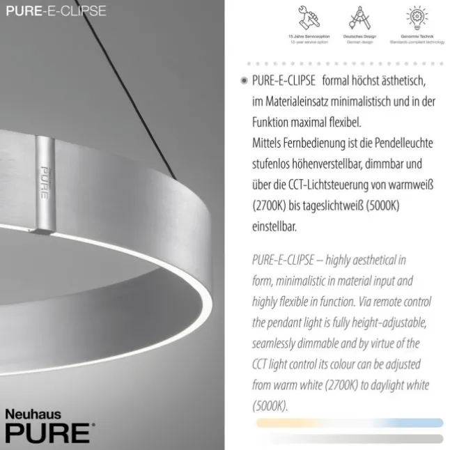 Paul Neuhaus LED Pendelleuchte PURE E-Clipse stone (alu) elektrisch