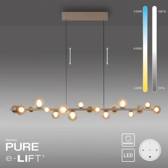 Paul Neuhaus LED Pendelleuchte PURE, bronce, elektrisch höhenverstellb., dimmbar