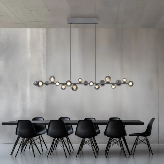 Paul Neuhaus LED Pendelleuchte PURE E-Popup,platin (grau), elektrisch höhenverstellb., dimmbar