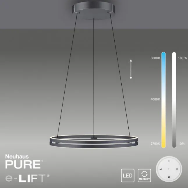 Paul Neuhaus LED Pendelleuchte PURE E-Loop mystic grey (grau) elektrisch