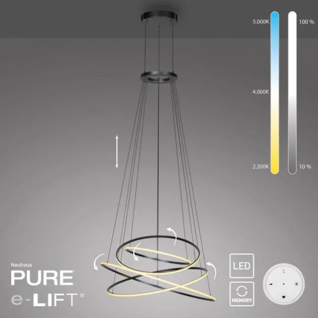 Paul Neuhaus LED Pendelleuchte PURE E-Flying Rings mystic grey (grau) elektrisch
