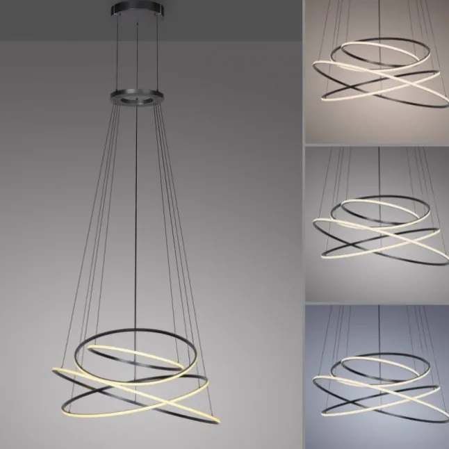 Paul Neuhaus LED Pendelleuchte PURE E-Flying Rings mystic grey (grau) elektrisch