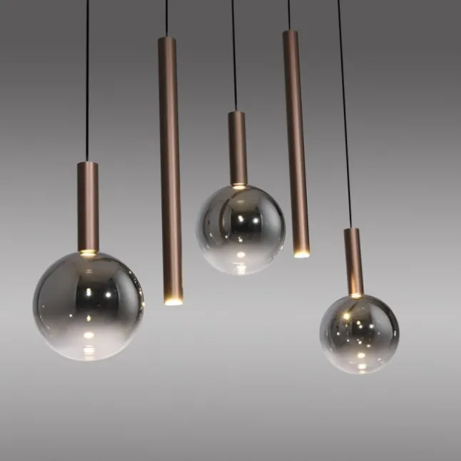 Paul Neuhaus LED Pendelleuchte BOWL, braun,5fl. linear