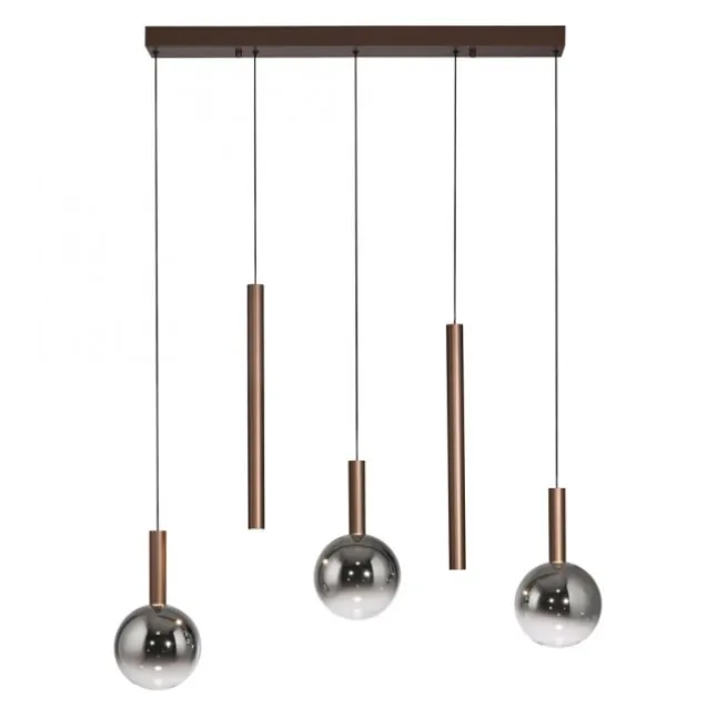 Paul Neuhaus LED Pendelleuchte BOWL, braun,5fl. linear