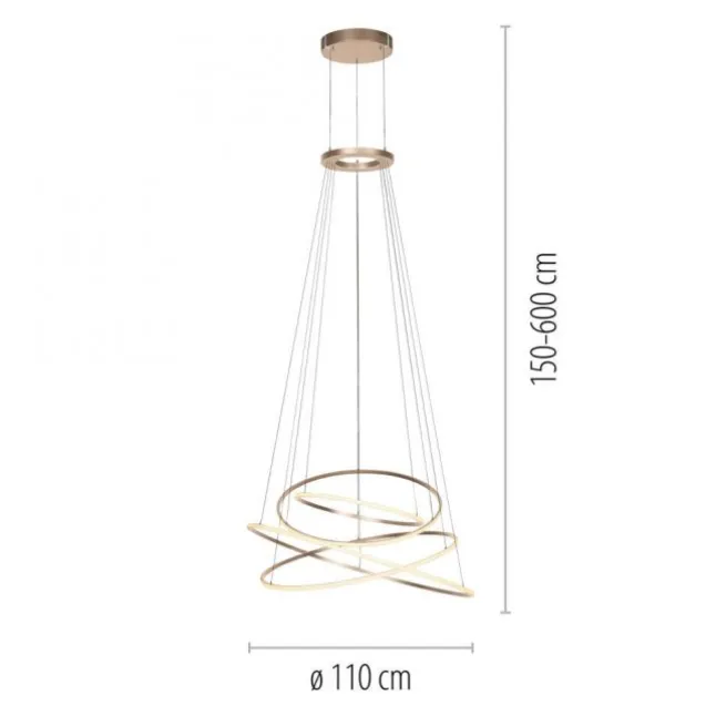 Paul Neuhaus LED Pendelleuchte PURE Flying Rings,bronce