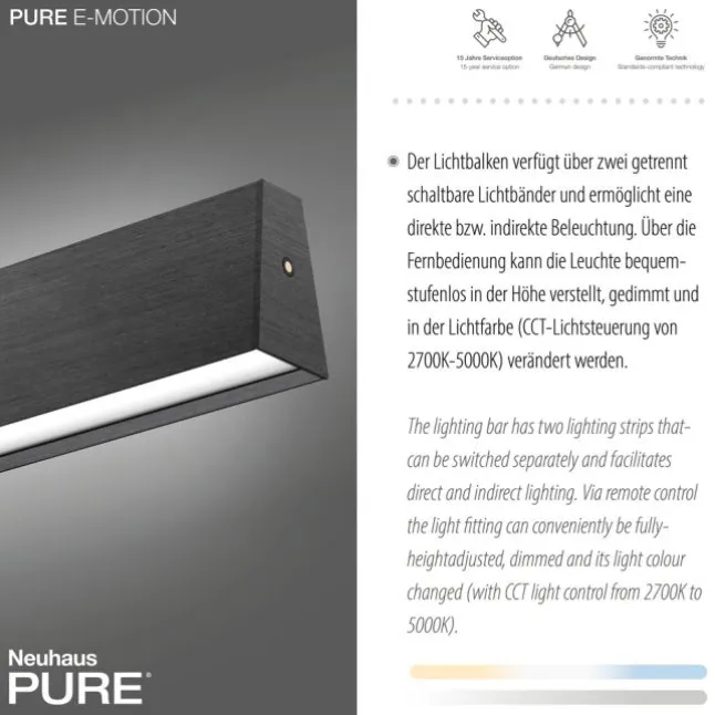 Paul Neuhaus LED Pendelleuchte PURE E-Motion platin (grau) elektrisch