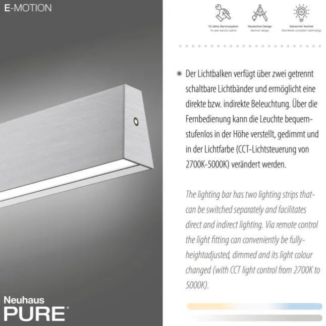 Paul Neuhaus LED Pendelleuchte PURE E-Motion diamond (alu) elektrisch